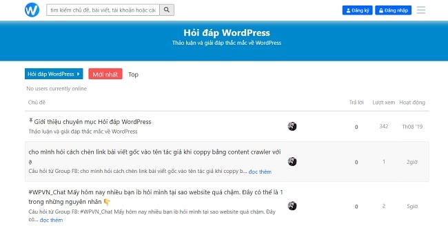 Diễn đàn thiết kế web WordPress
